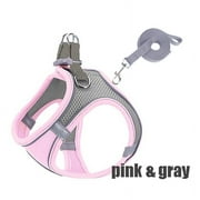 XXXS-L Reflective Pet Harness Dogs Strap with Leash Adjustable Harness Vest Breathable Collars for Chihuahua Small Large Dogs (pink   gray,XXXS)