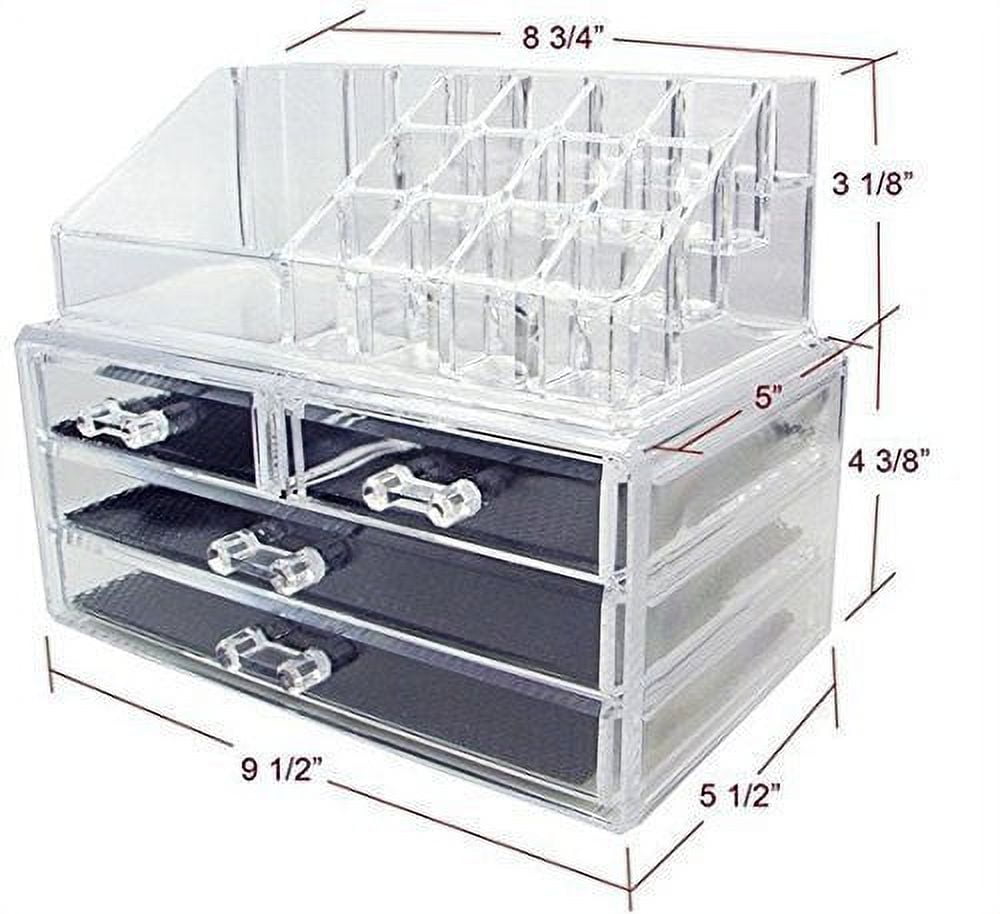 XXXXX Clear Acrylic Cosmetics Makeup Organizer 4 Drawers with 16