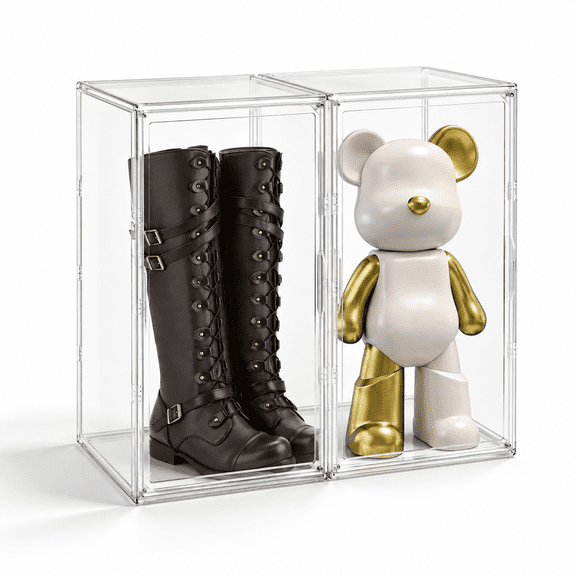 XXXXX-Large (13.8"x 12.2"x 23.6") 1 Clear Stackable Tall Boot Storage Display Case