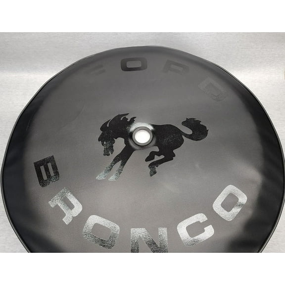 XXXblack Bronco - 29-in w/Camera - US Made SpareCover - XXX Black on Black - Blak Series - Luxury Automotive Satin Black Vinyl - Show Quality Spare Tire Cover