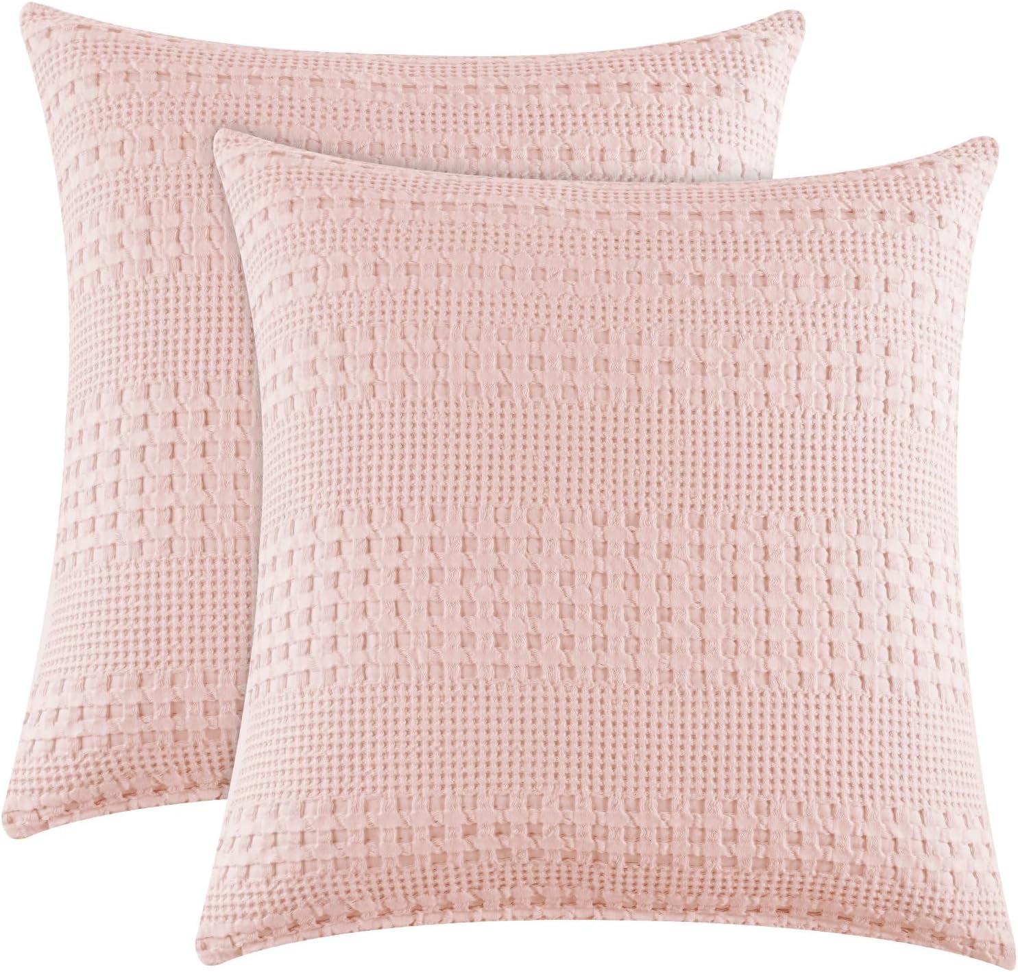 Blush Cotton Waffle Weave Euro Sham Set of 2