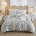 XXZH 3 Pieces Duvet Cover Full Size White Duvet Cover with Blue Floral