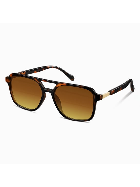 Aviator Sunglasses for Women Men Fashion Square Womens Sunglasses UV400 Protection Shades(Leopard/Brown)