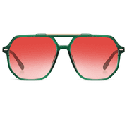 Aviator Sunglasses for Women Men Square Frame UV400 Protection 90s Vintage Style Sun GlassesGreen/Gradient Red