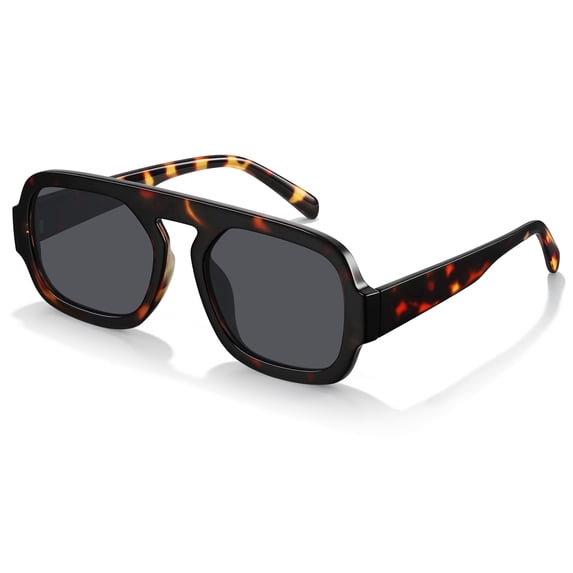 Oversized Aviator Sunglasses for Women Men Retro 70s Flat Top Shades UV400 Protection Sun Glasses(Tortoise/Gray)
