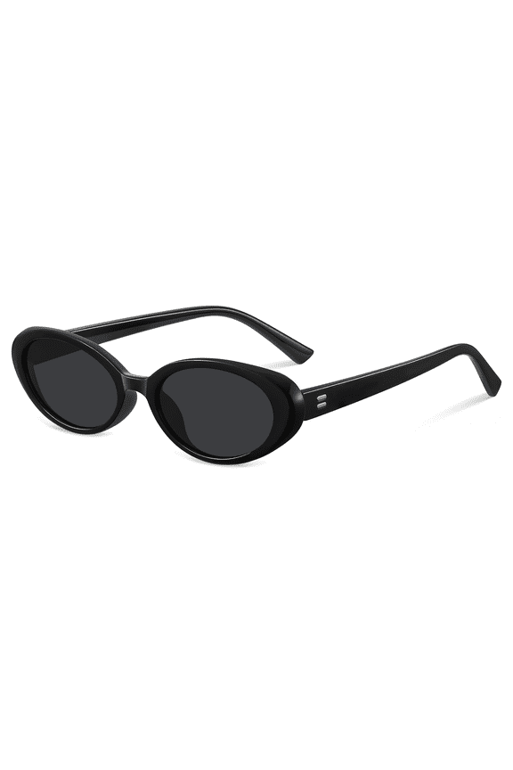 Retro Oval Cat Eye Sunglasses for Women Men 90s Vintage Style UV400 Protection Sun Glasses(Black/Gray)