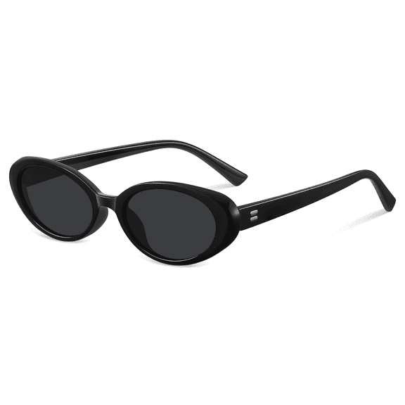 Retro Oval Cat Eye Sunglasses for Women Men 90s Vintage Style UV400 Protection Sun Glasses(Black/Gray)