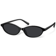 Trendy Oval Cat Eye Sunglasses for Women Men Retro 90s Narrow Frame Sun Glasses UV400 Protection ShadesBlack/Gray