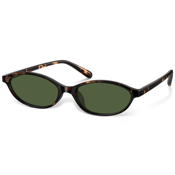 Trendy Oval Cat Eye Sunglasses for Women Men Retro 90s Narrow Frame Sun Glasses UV400 Protection Shades(Tortoise/G15)
