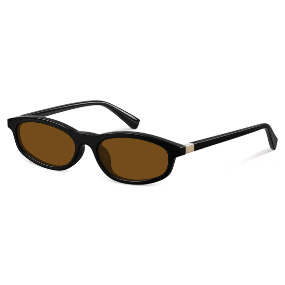 XXZQRYHN Trendy Polarized Sunglasses for Women Men Retro 90s Style Cat Eye Frame UV400 Protection Sun Glasses(Black/Brown)