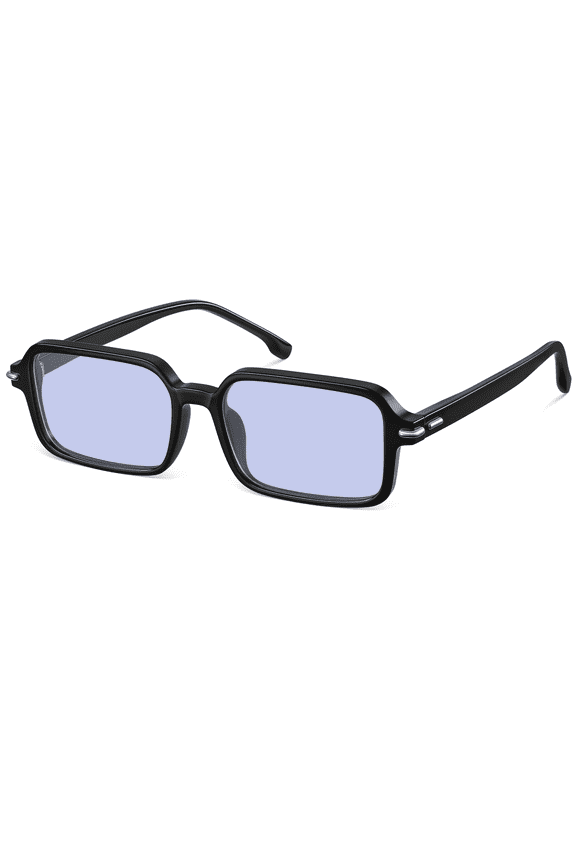 Trendy Rectangle Sunglasses for Women Vintage Square Frame UV400 Protection Sun Glasses(Black/Blue)