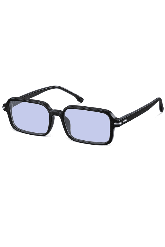 Trendy Rectangle Sunglasses for Women Vintage Square Frame UV400 Protection Sun Glasses(Black/Blue)