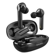 XY-7 In-ear Bluetooth 5.0 Wireless Earbuds with Built-in Mic, 400mAh Wireless Earphones with Earplug for iPhone, Android, PC [Black]
