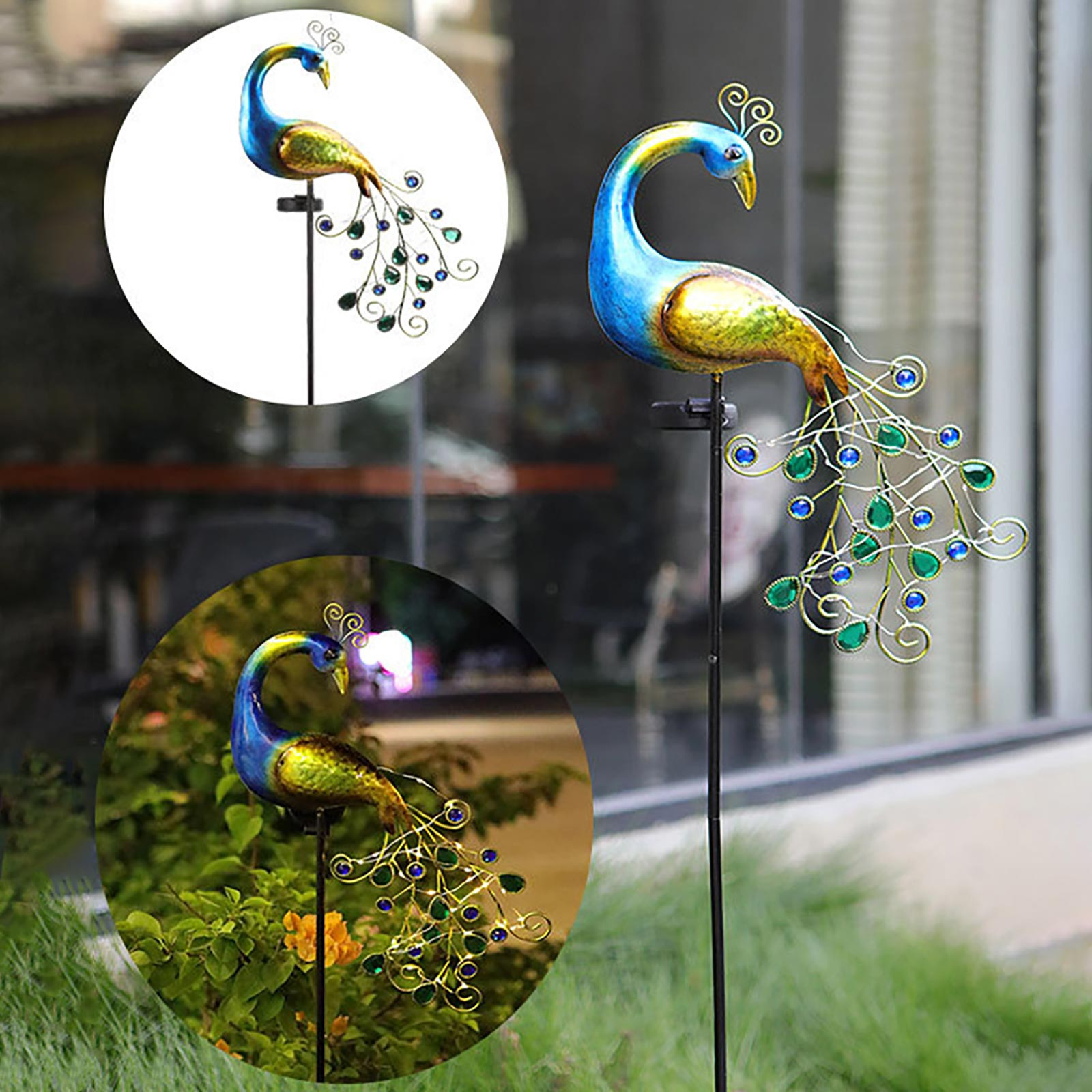 XY Department Store Elegant Metal Peacock Garden Stake Vibrant Outdoor ...
