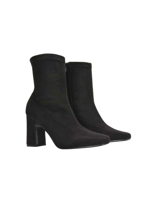 Womens Alex Side Zip Stretch Block Heel Ankle Boots