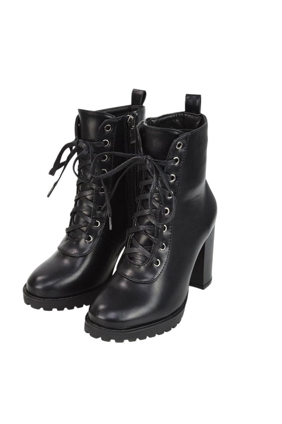 Womens Ariel Zip High Block Heel Biker Boots