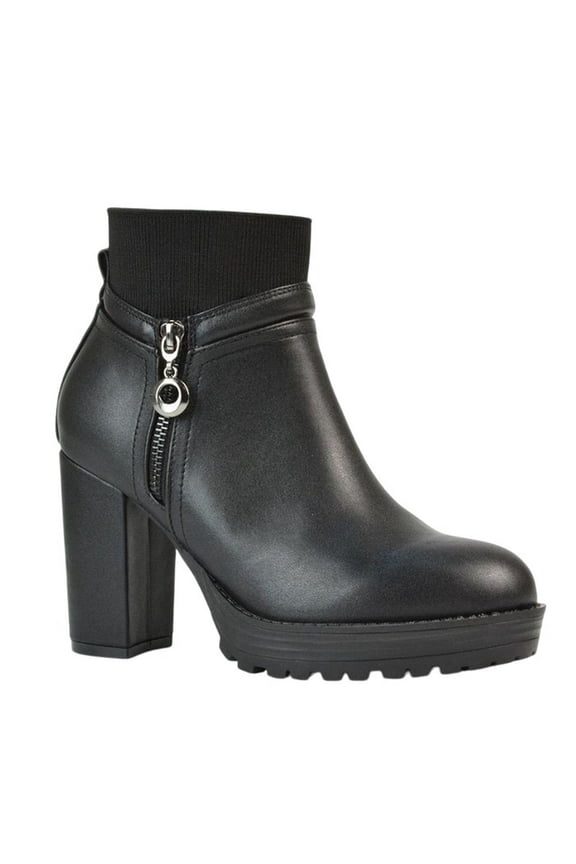 Womens Caitlin Zip High Block Heel Ankle Boots