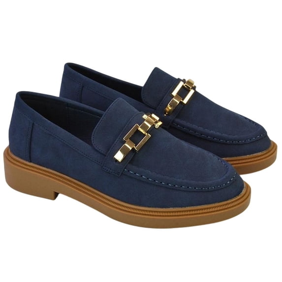 XY London Womens Dakoa Chain Detail Loafers