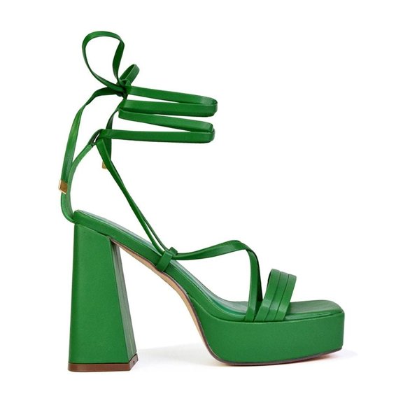 XY London Womens Eden Strappy Flare Block High Heels