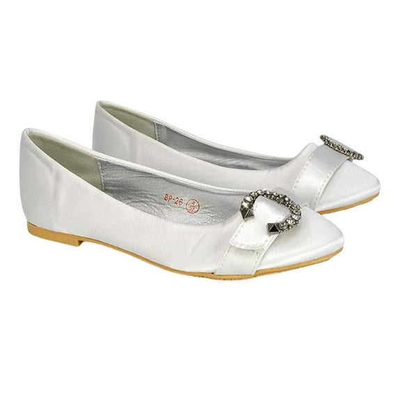 XY London Womens Ferne Broach Front Diamante Bridal Ballerina Flats