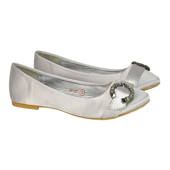 XY London Womens Ferne Broach Front Diamante Bridal Ballerina Flats