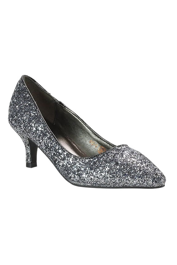 Womens Gwyneth Glitter Kitten Heel Court Pumps