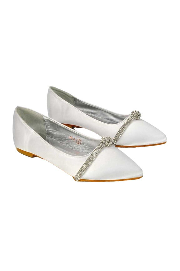 Womens Halley Diamante Bridal Ballet Flats