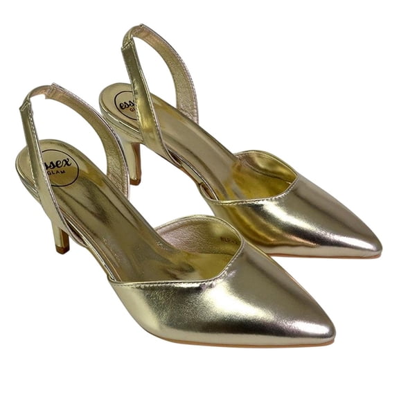 XY London Womens Imogen Metallic Sling Back Court Shoes