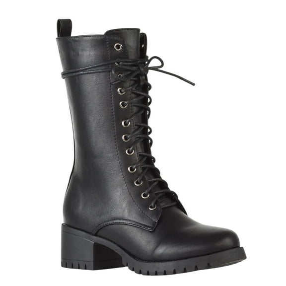 XY London Womens Jennifer Ankle Mid Block Heel Biker Boots