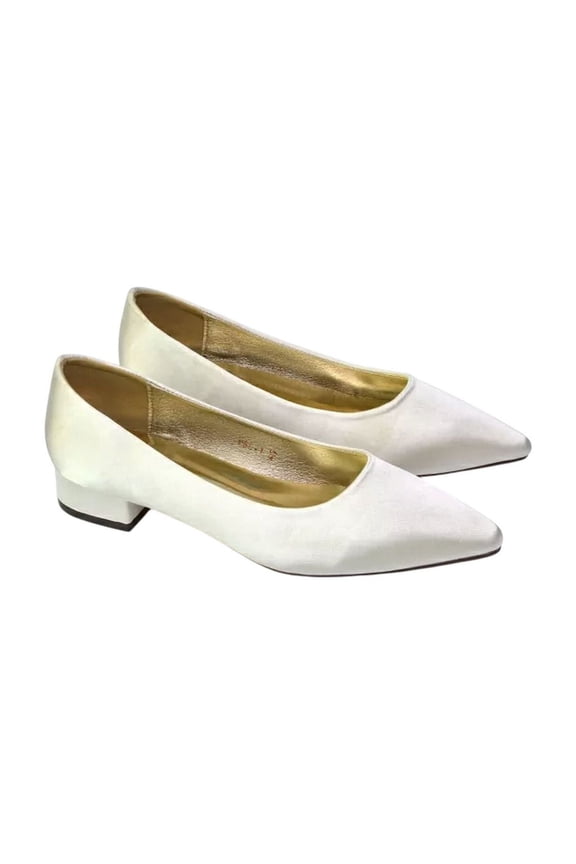 Womens Karen Pointed Bridal Low Heel Pumps