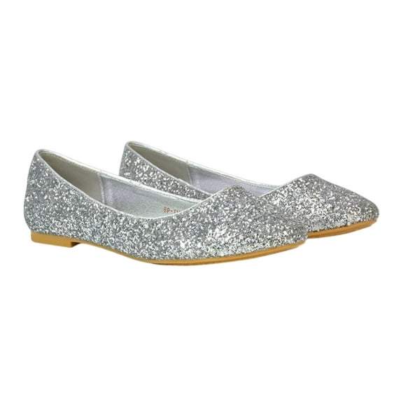 XY London Womens Karissa Glitter Flat Ballerina Flats