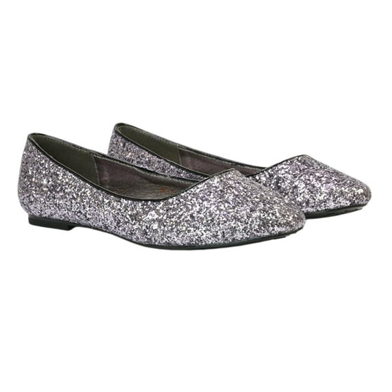 XY London Womens Karissa Glitter Flat Ballerina Flats