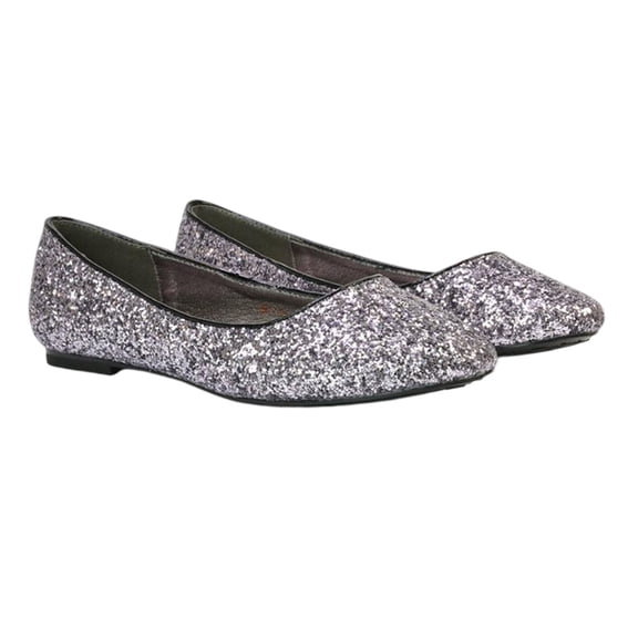 XY London Womens Karissa Glitter Flat Ballerina Flats
