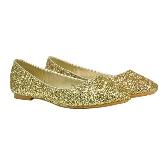 XY London Womens Karissa Glitter Flat Ballerina Flats