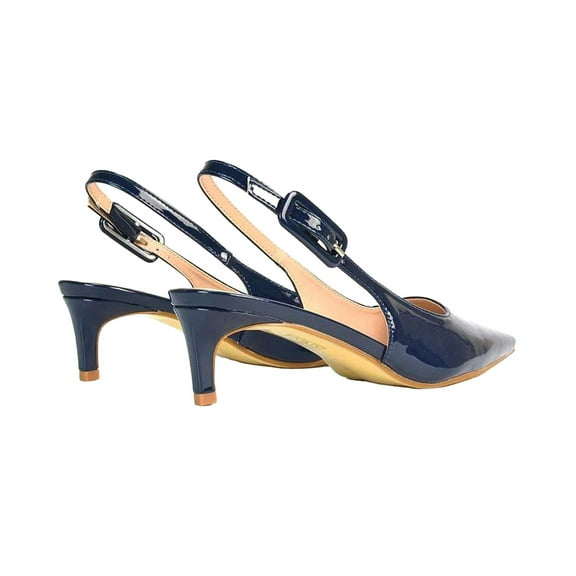 XY London Womens Kelly Sling Back Low Kitten Heel Court Shoes