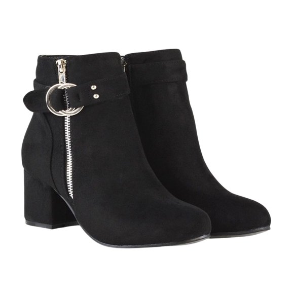 XY London Womens Lakesha Mid Block Heel Ankle Boots