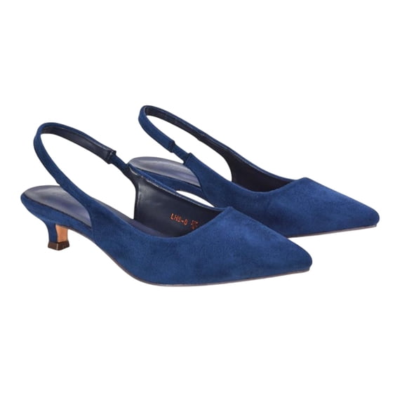 XY London Womens Leila Sling Back Low Kitten Heel Court Shoes