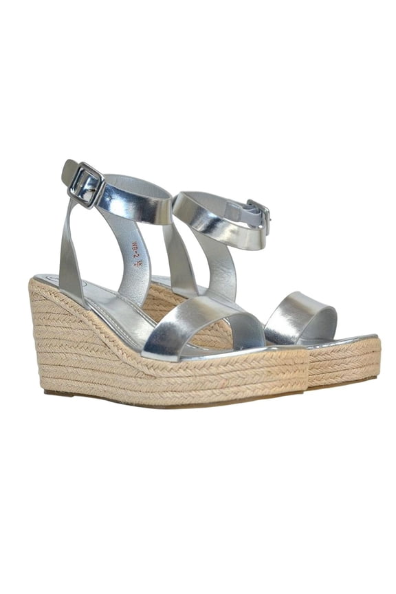 Womens Linda Woven Metallic Platform Wedge Sandals