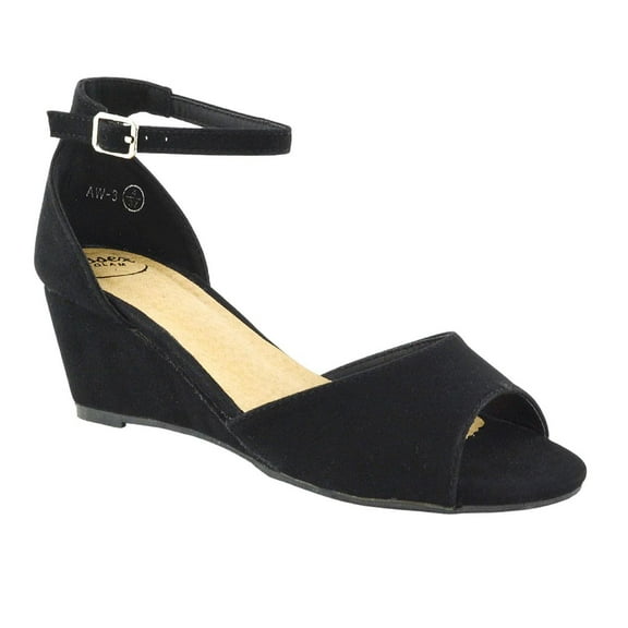 XY London Womens Lottie Peep Toe Wedge Sandals