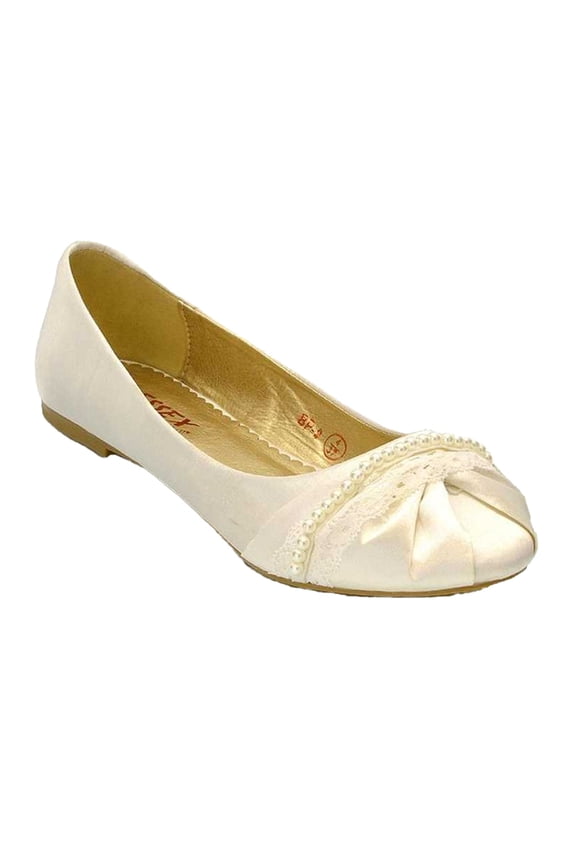 Womens Pearly Bridal Ballerina Flats