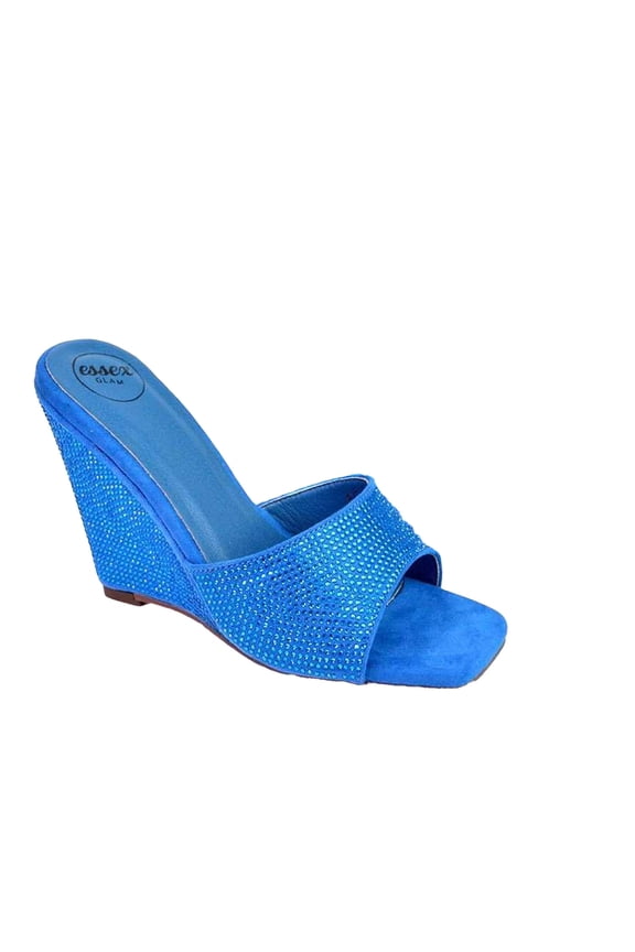 Womens Peggie Rhinestone Wedge Mules