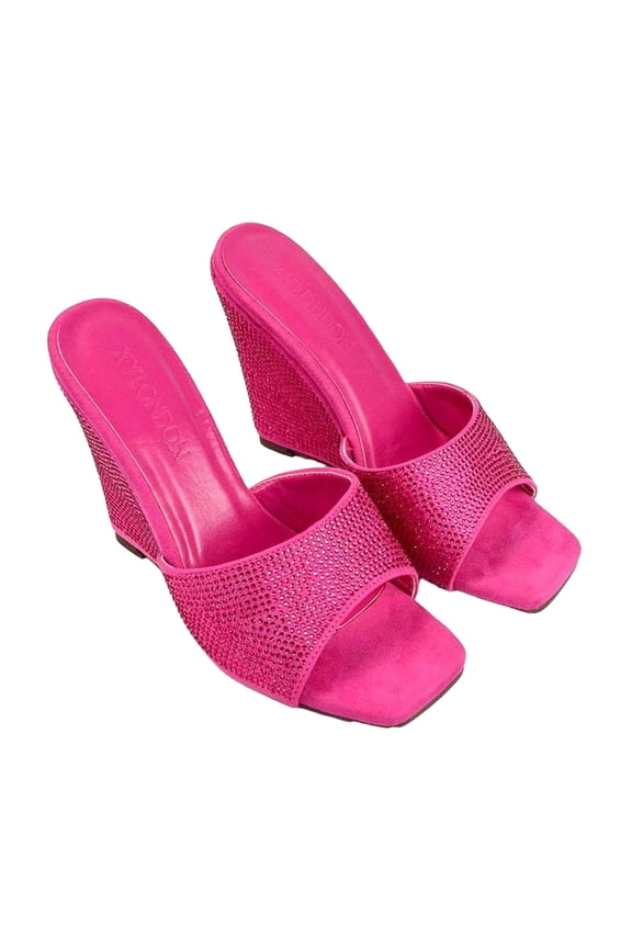 Womens Peggie Rhinestone Wedge Mules