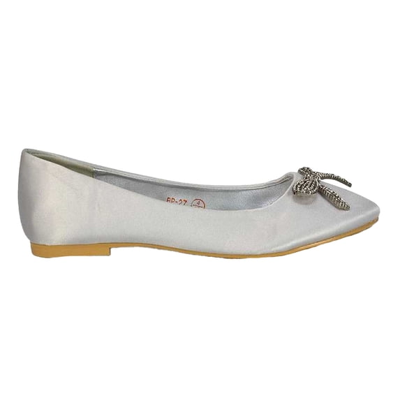 XY London Womens Rory Diamante Slip-on Bow Ballerina Flats