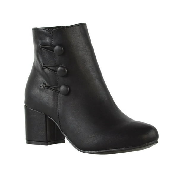 XY London Womens Ruth Button Low Mid Block Heel Ankle Boots