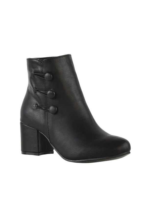 Womens Ruth Button Low Mid Block Heel Ankle Boots
