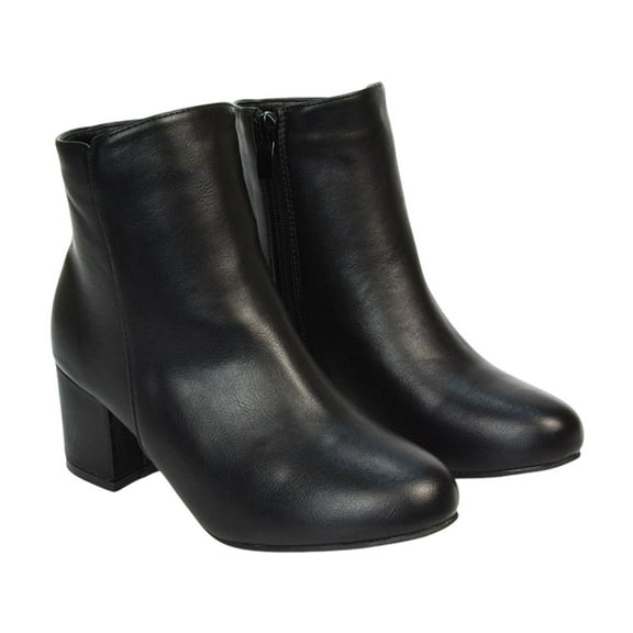 XY London Womens Saffy Zip Mid Block Heel Ankle Boots