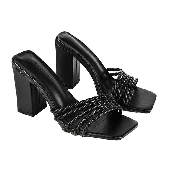 XY London Womens Selene Strappy Block Heel Mules
