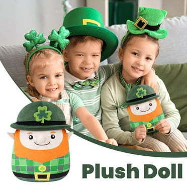 XY Trend Box Adorable Leprechaun Plush Toy with Shamrock Hat Soft, Cuddly, Perfect for St. Patrick's Day, Kids Gift, Home Decor
