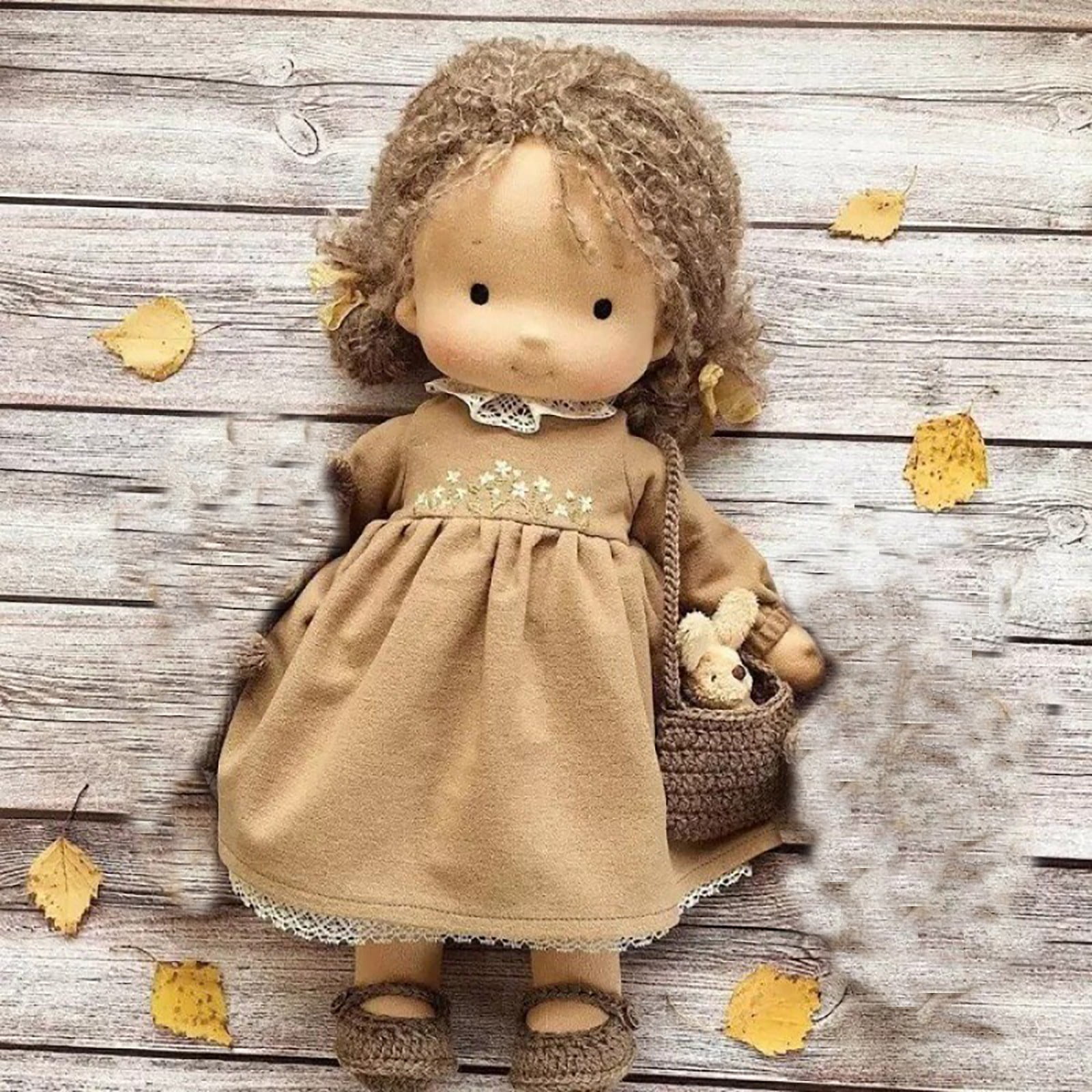 XY Trend Box Vintage Handmade Cloth Doll with Brown Hair and Beige ...
