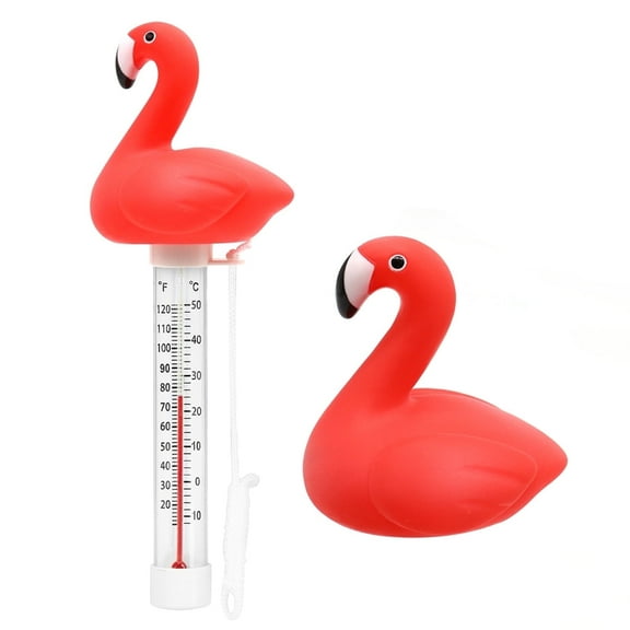 XY-WQ Floating Pool Thermometer, Large Size Easy Read with String - Swimming Pool, Spas, Hot Tubs, Ponds and Jacuzzi (Flamingo)